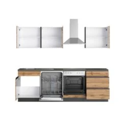 Held Möbel Küchenzeile Turin 240 Cm Wotaneiche-Graphit Mit E-Geräten -Obi Kuche Geschaft 62180 11016600 1103.6310 2
