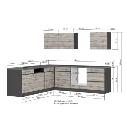 Held Möbel Winkelküche Turin 240 X 240 Cm Wotaneiche-Graphit Ohne E-Geräte 7 Held Möbel Winkelküche Turin 240 X 240 Cm Wotaneiche-Graphit Ohne E-Geräte – Bild 5