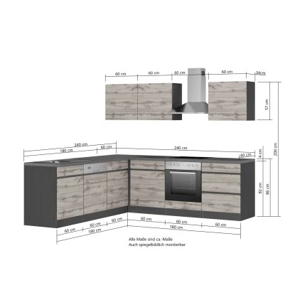 Held Möbel Winkelküche Turin 240 X 240 Cm Graphit-Wotaneiche MitE-Geräten 8 Held Möbel Winkelküche Turin 240 X 240 Cm Graphit-Wotaneiche MitE-Geräten – Bild 6