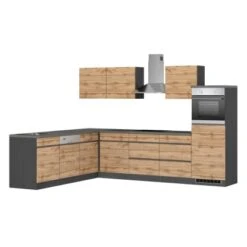 Held Möbel Winkelküche Turin 300 X 240 Cm Wotaneiche-Graphit Mit E-Geräten -Obi Kuche Geschaft 65233 11016600 1131.6310 1