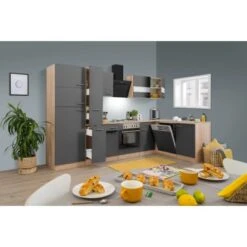Respekta Winkelküche KBL310ESGS 310 Cm Grau-Eiche Sonoma Sägerau Nachbildung