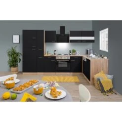 Respekta Winkelküche KBL310ESSS 310 Cm Schwarz-Eiche Sonoma Sägerau Nachbildung -Obi Kuche Geschaft 6862205 KBL310ESSS 01