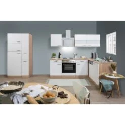 Respekta Winkelküche KBL310ESWS 310 Cm Weiß-Eiche Sonoma Sägerau Nachbildung -Obi Kuche Geschaft 6862304 KBL310ESWSC 01