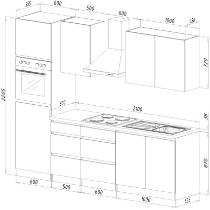 Respekta Küchenzeile Ohne E-Geräte 270 Cm Grifflos Schwarz Hochgl.-Eiche Sägerau 4 Respekta Küchenzeile Ohne E-Geräte 270 Cm Grifflos Schwarz Hochgl.-Eiche Sägerau – Bild 2