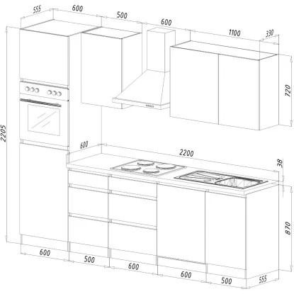 Respekta Küchenzeile Ohne E-Geräte 280 Cm Grifflos Schwarz Hochglanz-Weiß 4 Respekta Küchenzeile Ohne E-Geräte 280 Cm Grifflos Schwarz Hochglanz-Weiß – Bild 2