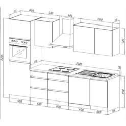 Respekta Küchenzeile Ohne E-Geräte 280 Cm Grifflos Weiß Hochglanz-Eiche Sägerau -Obi Kuche Geschaft 6980544 4384 2