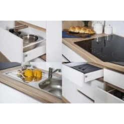 Respekta Küchenzeile Ohne E-Geräte 330 Cm Grifflos Grau Hochglanz-Eiche Sägerau -Obi Kuche Geschaft 6981203 4384 4