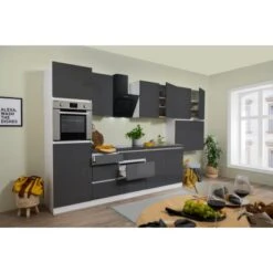 Respekta Küchenzeile Ohne E-Geräte 370 Cm Grifflos Grau Hochglanz-Weiß -Obi Kuche Geschaft 6981278 4384 3