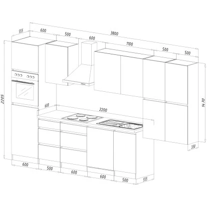 Respekta Küchenzeile Ohne E-Geräte 380 Cm Grifflos Grau Hochglanz-Weiß 4 Respekta Küchenzeile Ohne E-Geräte 380 Cm Grifflos Grau Hochglanz-Weiß – Bild 2