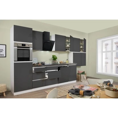 Respekta Küchenzeile Ohne E-Geräte 380 Cm Grifflos Grau Hochglanz-Weiß 5 Respekta Küchenzeile Ohne E-Geräte 380 Cm Grifflos Grau Hochglanz-Weiß – Bild 3