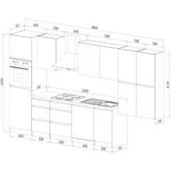 Respekta Küchenzeile Ohne E-Geräte 380 Cm Grifflos Schwarz Hochglanz-Weiß -Obi Kuche Geschaft 6981435 4384 2