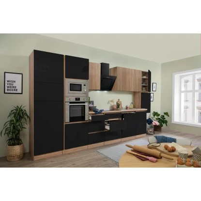 Respekta Premium Küchenzeile GLRP395HESSGKEOES Grifflos 395 Cm Schwarz Eiche NB 3 Respekta Premium Küchenzeile GLRP395HESSGKEOES Grifflos 395 Cm Schwarz Eiche NB