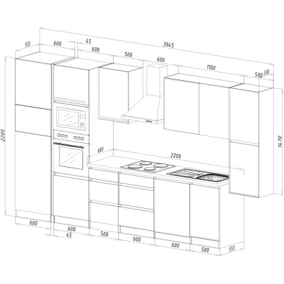 Respekta Premium Küchenzeile GLRP395HESSGKEOES Grifflos 395 Cm Schwarz Eiche NB 5 Respekta Premium Küchenzeile GLRP395HESSGKEOES Grifflos 395 Cm Schwarz Eiche NB – Bild 3