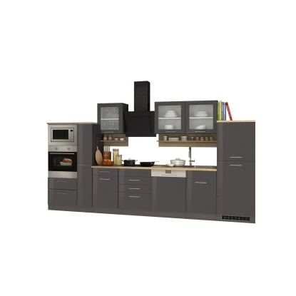 Held Möbel Küchenzeile Mailand 370 Cm Grau Hochglanz-Grau Matt Mit E-Geräten 5 Held Möbel Küchenzeile Mailand 370 Cm Grau Hochglanz-Grau Matt Mit E-Geräten – Bild 3