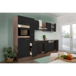 Respekta Küchenzeile Ohne E-Geräte 310 Cm Schwarz Seidengl.-Eiche York -Obi Kuche Geschaft 7053937 4384 LBKB310EYS 02