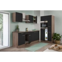 Respekta Küchenzeile Ohne E-Geräte 300 Cm Schwarz Seidengl.-Eiche York -Obi Kuche Geschaft 7054117 4384 LBKB300EYS 03