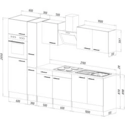 Respekta Küchenzeile Ohne E-Geräte 300 Cm Schwarz Seidengl.-Eiche York -Obi Kuche Geschaft 7054117 4384 LBKB300EYS 04