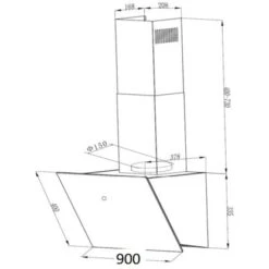 Respekta Dunstabzugshaube CH111060WA++ Kopffrei 90 Cm Weiß -Obi Kuche Geschaft 721 4384 CH111090WA Skizze