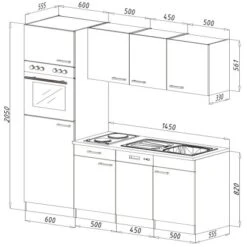 Respekta Küchenzeile 205 Cm Schwarz-Eiche York -Obi Kuche Geschaft 7266216 skizze kb205ey 3