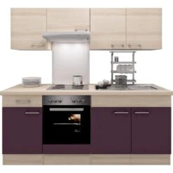 Flex-Well Exclusiv Küchenzeile Focus 210 Cm Akazie Nachbildung Aubergine -Obi Kuche Geschaft 7370810 4051 1