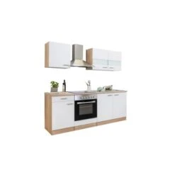 Respekta Küchenzeile KB210ESWC 210 Cm Weiß-Eiche Sägerau Nachbildung -Obi Kuche Geschaft 75 4384 102021 KB210ESWC 4