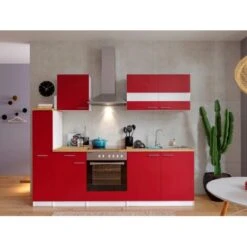 Respekta Küchenzeile KB240WRC 240 Cm Rot-Weiß -Obi Kuche Geschaft 7674 4384 neu KB240WRCG 02