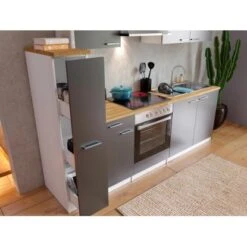Respekta Küchenzeile KB240WGC 240 Cm Grau-Weiß -Obi Kuche Geschaft 7682 4384 neu KB240WGCG 03