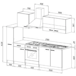 Respekta Küchenzeile KB240WGC 240 Cm Grau-Weiß -Obi Kuche Geschaft 7682 4384 neu KB240WGCG 04