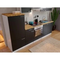 Respekta Küchenzeile KB270WSC 270 Cm Schwarz-Weiß -Obi Kuche Geschaft 7768 4384 neu KB270WSCG 03