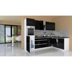 Respekta Premium Winkelküche Grifflos 280 Cm Schwarz Hochglanz-Weiß -Obi Kuche Geschaft 779507 4384 GLRPL280HWS 01