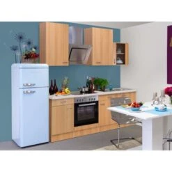 Flex-Well Classic Küchenzeile Nano 220 Cm Buche Nachbildung