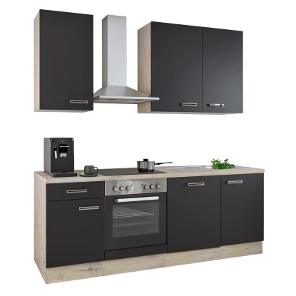 Flex-Well Küchenzeile Lara 220 Cm Anthrazit-San Remo Eiche Hell 5 Flex-Well Küchenzeile Lara 220 Cm Anthrazit-San Remo Eiche Hell – Bild 3