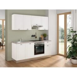 Marinelli Cucine Anastasia 195 Cm Weiß Mat-Eiche Grau -Obi Kuche Geschaft 806812157945 2675 02