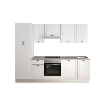Marinelli Cucine Küchenzeile Anastasia 270 Cm Vormontiert Weiß Mat-Eiche Grau 3 Marinelli Cucine Küchenzeile Anastasia 270 Cm Vormontiert Weiß Mat-Eiche Grau
