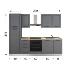 Marinelli Cucine Küchenzeile Liliane 270 Cm Vormontiert Anthrazit-Eiche Hell -Obi Kuche Geschaft 806891866417 2675 06