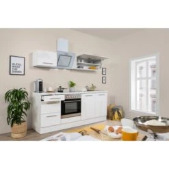 Respekta Premium Küchenzeile 210 Cm Weiß Hochglanz