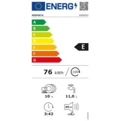 Respekta Einbaugeschirrspüler GSP45VV 45 Cm Schwarz Vollintegriert -Obi Kuche Geschaft 818909 4384 Energielabel