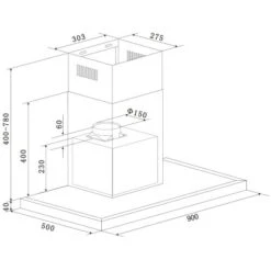 Respekta Backofen-Hauben Set EBDH-SET44090BS 90 Cm Black Steel -Obi Kuche Geschaft 825075 4384 CH44090BSA 04