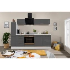Respekta Premium Küchenzeile 240 Cm Grau Hochglanz-Weiß -Obi Kuche Geschaft 8250 RP240WGC Kchenzeile 2