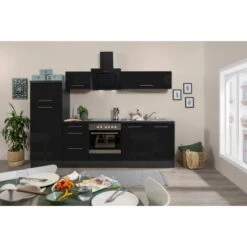 Respekta Premium Küchenzeile 270 Cm Schwarz Hochglanz-Eiche Grau -Obi Kuche Geschaft 8292 RP270ESC Kchenzeile 2