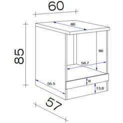 Flex-Well Herdumbauschrank Capri 60 Cm Schwarz Matt-Endgrain Oak -Obi Kuche Geschaft 84070186 4051 VM HU60 28mm