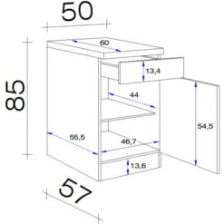 Flex-Well Exclusiv Unterschrank Capri 50 Cm Schwarz Matt-Endgrain Oak -Obi Kuche Geschaft 84070254 4051 VM US50 28mm