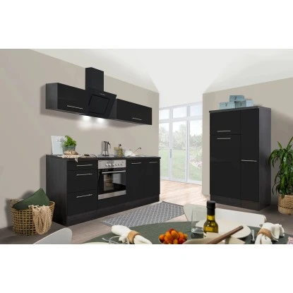 Respekta Premium Küchenzeile 300 Cm Schwarz Hochglanz-Eiche Grau 10 Respekta Premium Küchenzeile 300 Cm Schwarz Hochglanz-Eiche Grau – Bild 8
