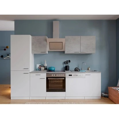 Respekta Economy Küchenzeile KB280WWBSCGKE178 280 Cm Weiß-Beton Optik 5 Respekta Economy Küchenzeile KB280WWBSCGKE178 280 Cm Weiß-Beton Optik – Bild 3