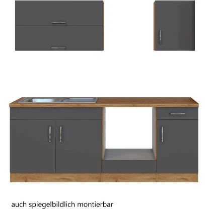 Held Möbel Küchenzeile Sorrento 210 Cm Anthrazit-Wotaneiche Ohne E-Geräte 5 Held Möbel Küchenzeile Sorrento 210 Cm Anthrazit-Wotaneiche Ohne E-Geräte – Bild 3