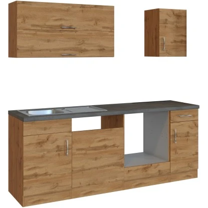 Held Möbel Küchenzeile Sorrento 210 Cm Wotaneiche-Wotaneiche Ohne E-Geräte 5 Held Möbel Küchenzeile Sorrento 210 Cm Wotaneiche-Wotaneiche Ohne E-Geräte – Bild 3