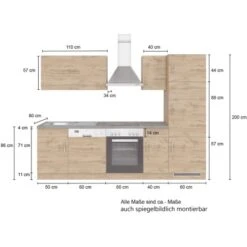 Held Möbel Küchenzeile Sorrento 270 Cm Wotaneiche-Wotaneiche -Obi Kuche Geschaft 853313 11016600 2