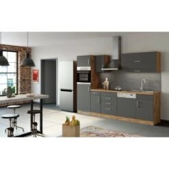 Held Möbel Küchenzeile Sorrento 270 Cm Anthrazit-Wotaneiche -Obi Kuche Geschaft 853358 11016600 12