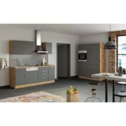 Held Möbel Küchenzeile Sorrento 360 Cm Anthrazit-Wotaneiche -Obi Kuche Geschaft 853380 11016600 15