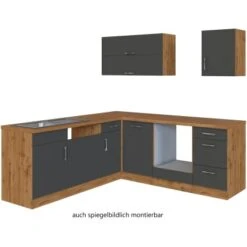 Held Möbel Küchenzeile Sorrento 210 Cm Anthrazit-Wotaneiche Ohne E-Geräte Winkel -Obi Kuche Geschaft 853387 11016600 2